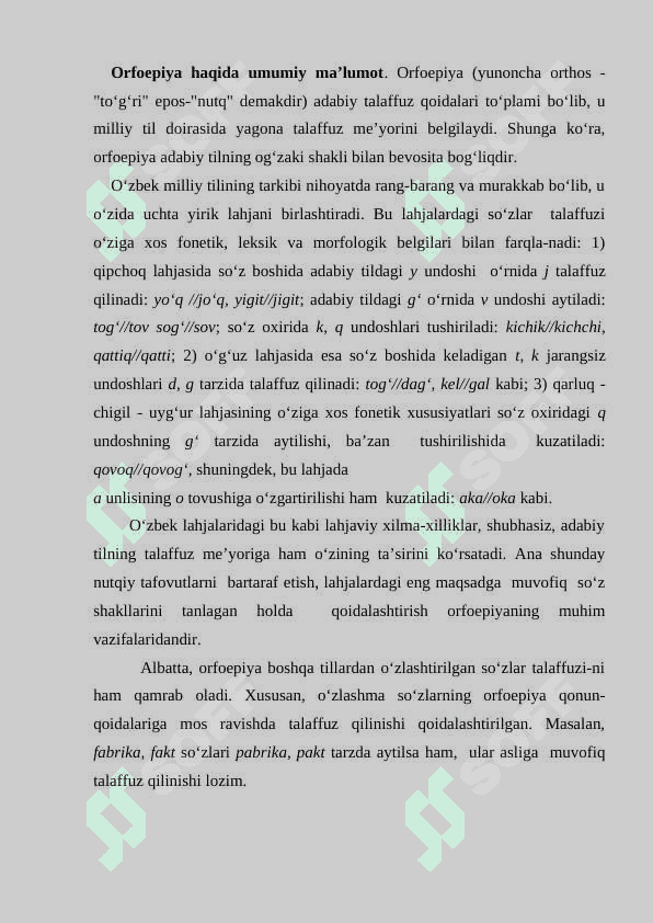 O’zbek tilining “Orfoepiya qoidalari” 2
