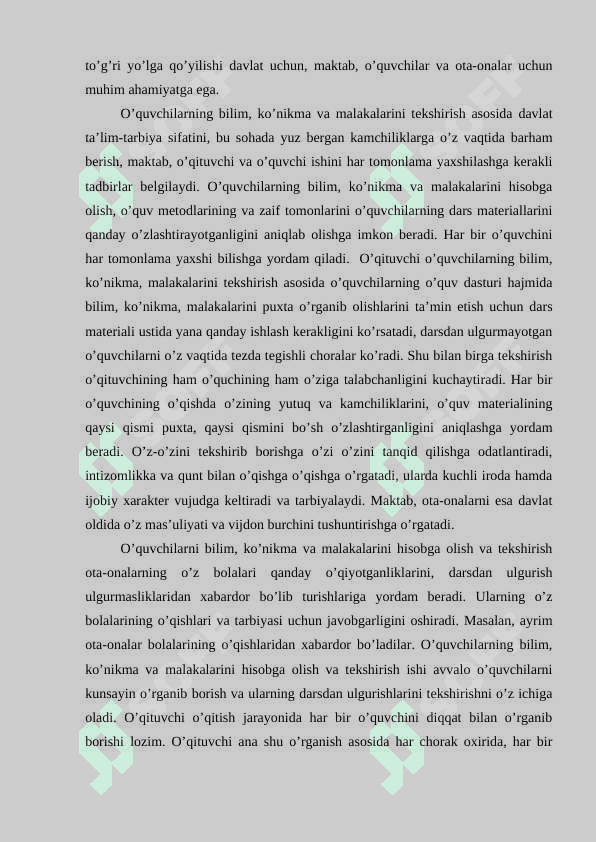 O’quvchilarning bilim, ko’nikma, malakalarini tekshirish va baholash 3