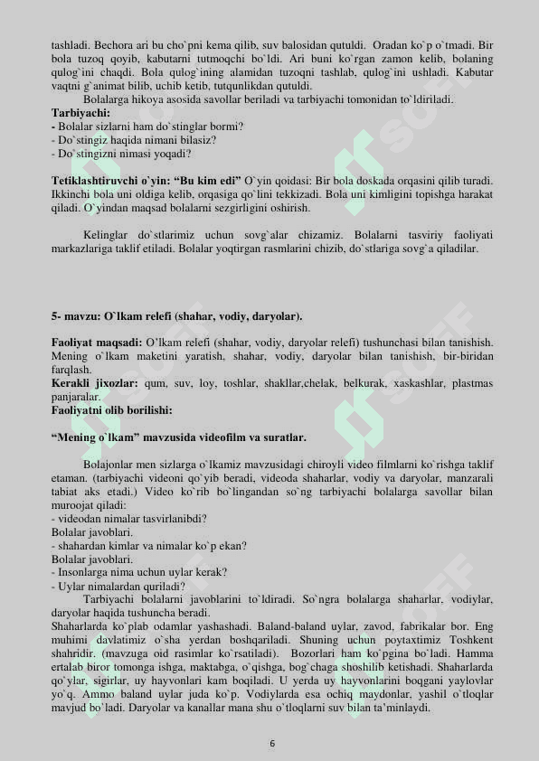 Nutq o`stirish mashg`ulot ishlanmasi 6