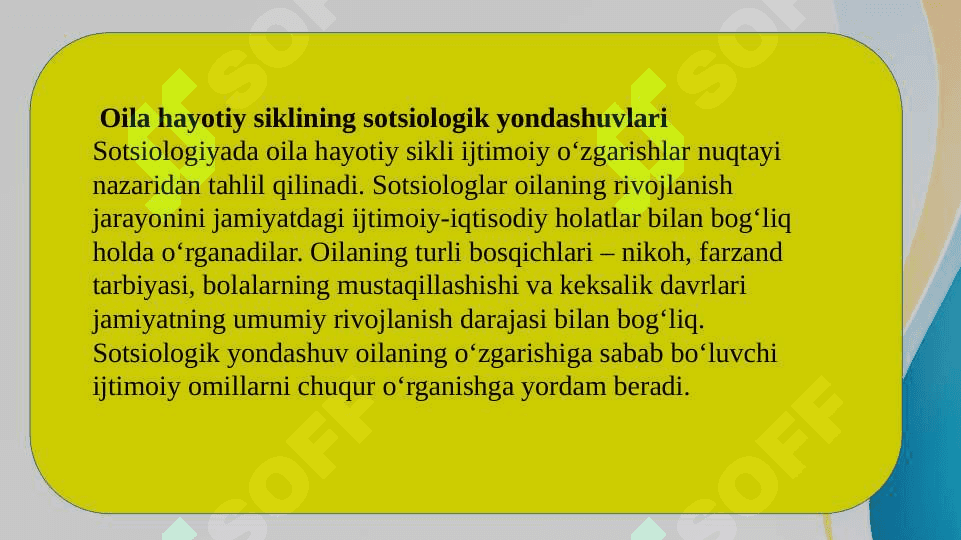 Oila xayotiy siklining davrlashtirish muammosi. slayd 8