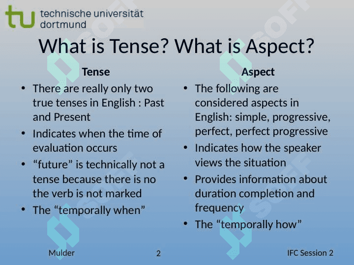 Tense and Aspect I 2