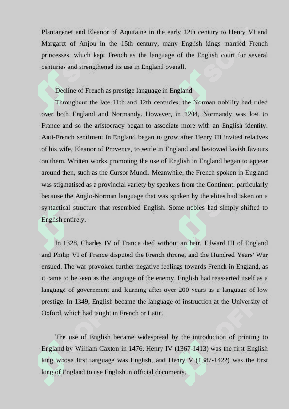 The foreign ( French) influence on the development of the English language 3