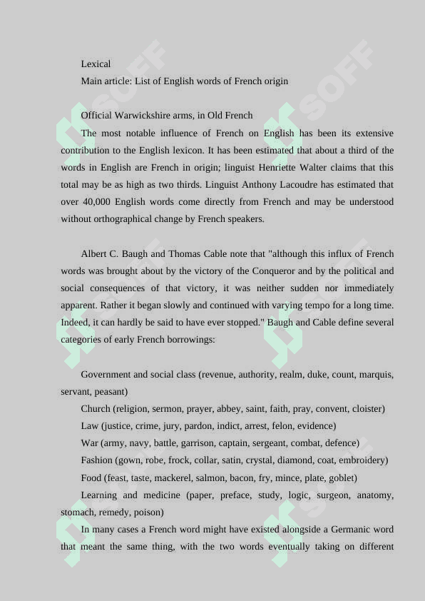 The foreign ( French) influence on the development of the English language 4