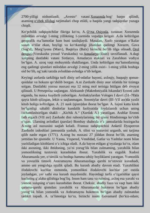 Avesto Oʻrta Osiyo xalqlarini oʻrganishda muhim manba kurs ishi 6