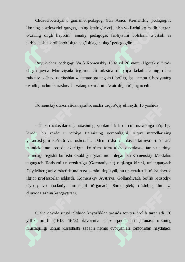 YA.A.Komenskiyning pedagogik goyalari 2