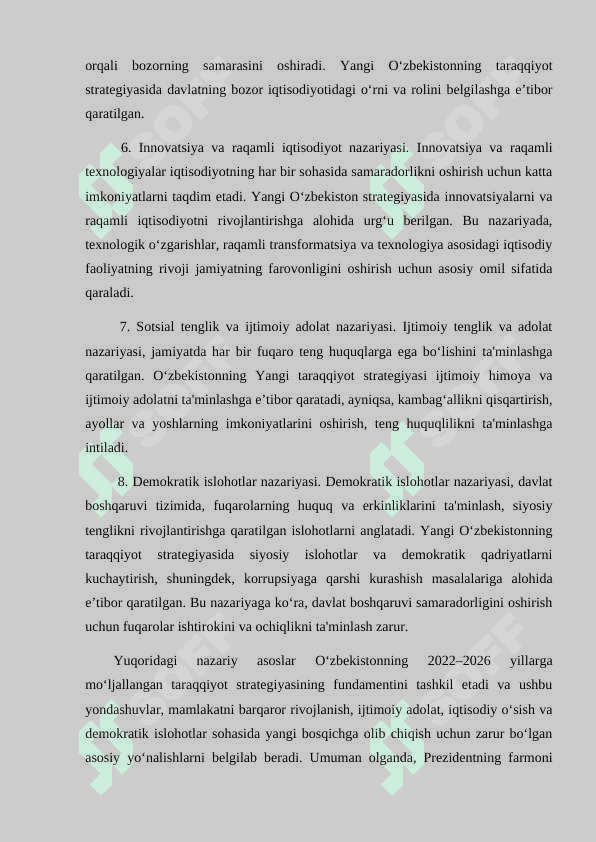 Oʼzbekiston Respublikasi Prezidentining 2022 yil 28 yanvardagi “2022 – 2026 yillarga moʼljallangan Yangi Oʼzbekistonning taraqqiyot strategiyasi toʼgʼrisida” gi PF – 60 sonli Farmoni boʼyicha vazifalar 4