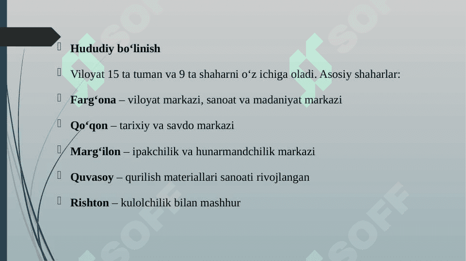 FARG’ONA VILOYATI HUDUDLARINING HOLATI. 4