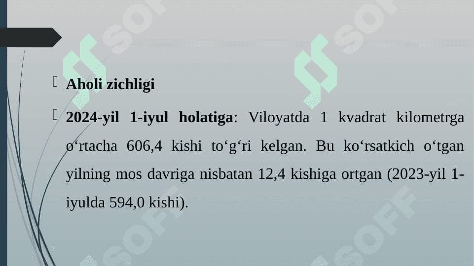FARG’ONA VILOYATI HUDUDLARINING HOLATI. 7