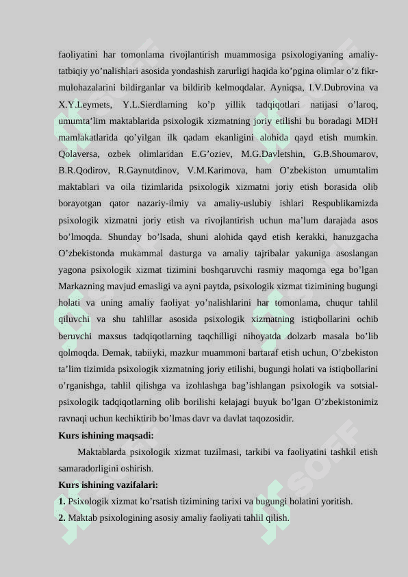 Maktabda psixologik xizmat tuzilmasi, tarkibi va faoliyati tashkil etish 4