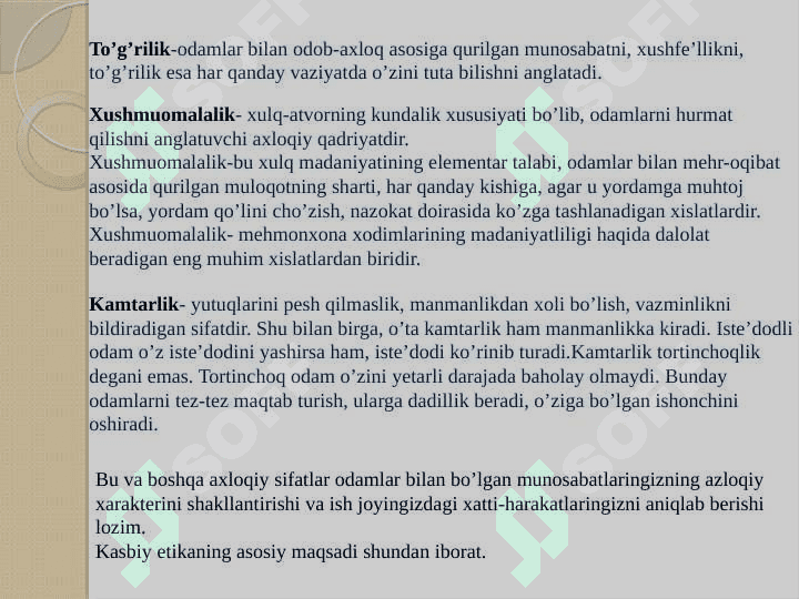 Kasb etikasiga qo'yiladigan talablar 5