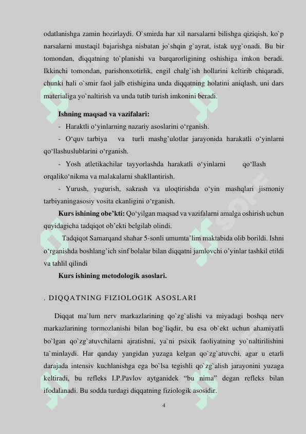 Bola diqqati haqida tushuncha kurs ishi 4