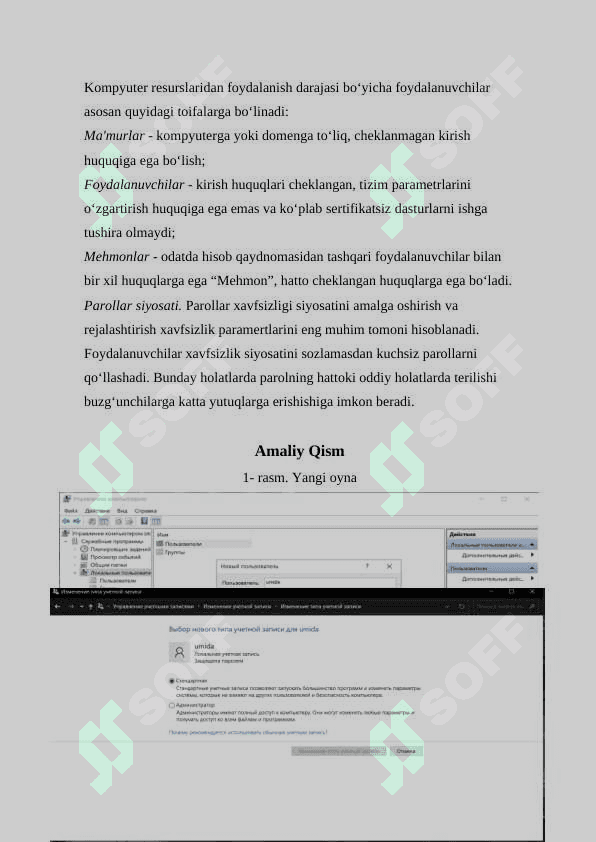 Operatsion tizimda (Windows OT) parolga asoslangan autentifikatsiya mexanizmini o‘rnatish va sozlashni o‘rganish Kiber Xavfsizlik 3