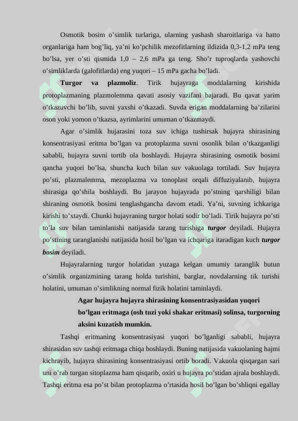 O’simlik hujayrasining osmotik xususiyatlari 4
