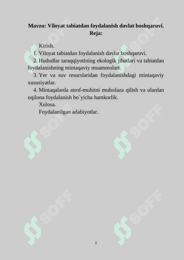 Viloyat tabiatdan foydalanish davlat boshqaruvi 2