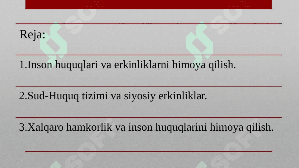 Yangi O'zbekistonda inson haq-huquqlari va erkinliklari kafolatining yaratilishi. 2