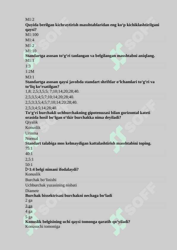 CHIZMACHILIK fanidan test savollari 200 ta 5