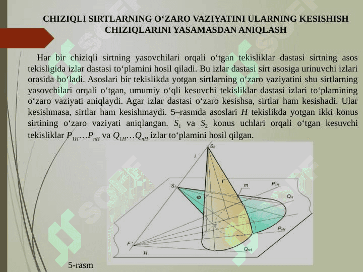 PARALLEL KЕSUVCHI TЕKISLIKLAR USULI. KESUVCHI TEKISLIKLAR DASTASI USULI. IKKINCHI TARTIBLI SIRTLARNING O‘ZARO KESISHISHIDAGI MAXSUS HOLLAR. 7