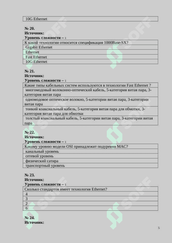 Компьютер тармоқлари рус тилида тест 5