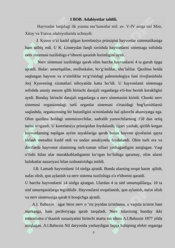 Umurtqali hayvonlarda nerv asistemasi evalyutsiyasi. 5