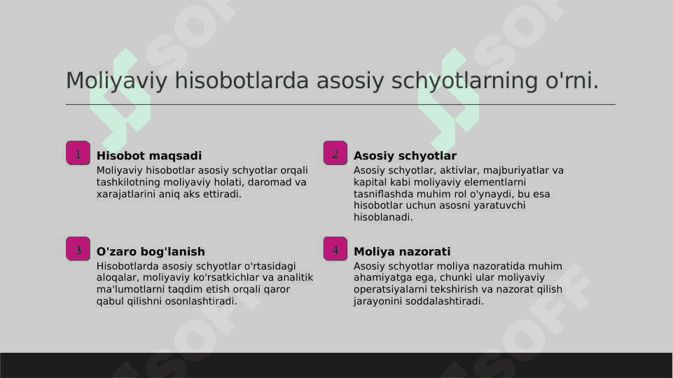 Asosiy schyotlar toʻgʻrisida tushuncha va ularning xususiyatlari 6