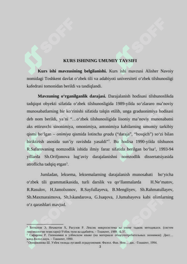 Darajalanish munosabatidagi leksemalarning semantik uslubiy xususiyatlar kurs ishi 3