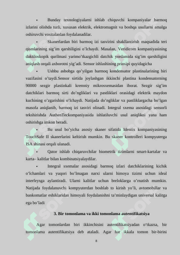Barmoq iziga asoslangan autentifikatsiya usuli va uning xususiyatlari..docx 8