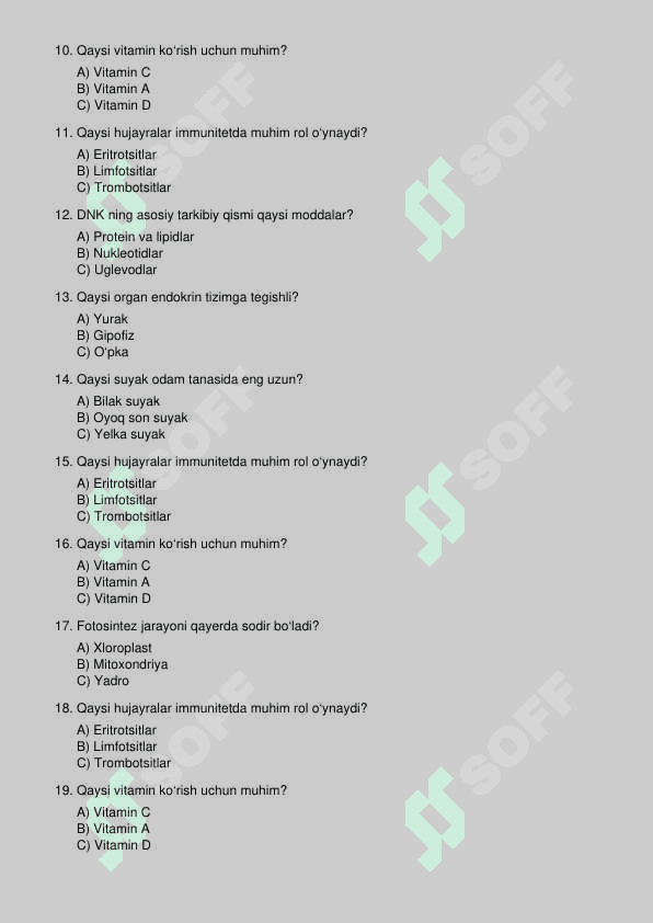 Biologiya test 2