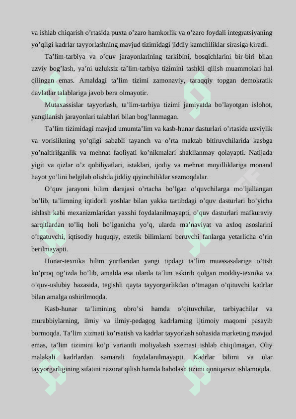 Kadrlar tayyorlash milliy dasturida ilm-fan va ishlab chiqarishning integratsiyalashuvi 3