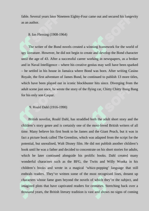 The most popular British Writers 3