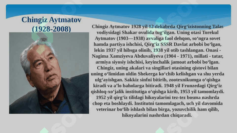 Chingiz Aytmatovning Asrga tatigulik kun asariga taqdimot. 3