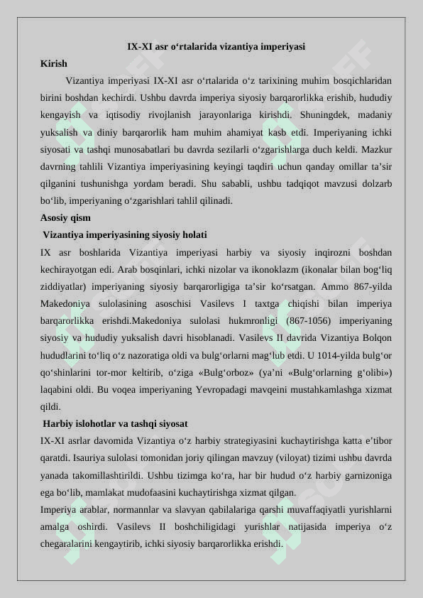 IX-XI asr o’rtalarida Vizantiya 2