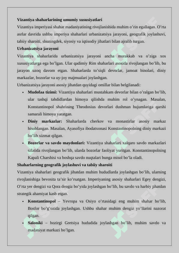 O‘rta asrlar Vizantiya shaharlari 6
