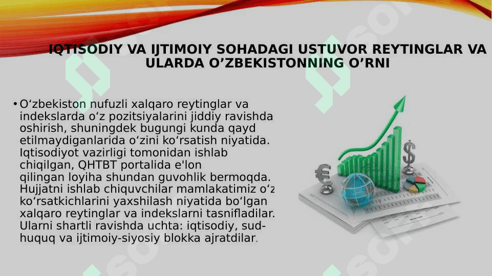 Iqtisodiy va ijtimoiy sohadagi ustuvor halqaro reytinglar va ularga o’zbekistonning integratsiyalashuvi 3