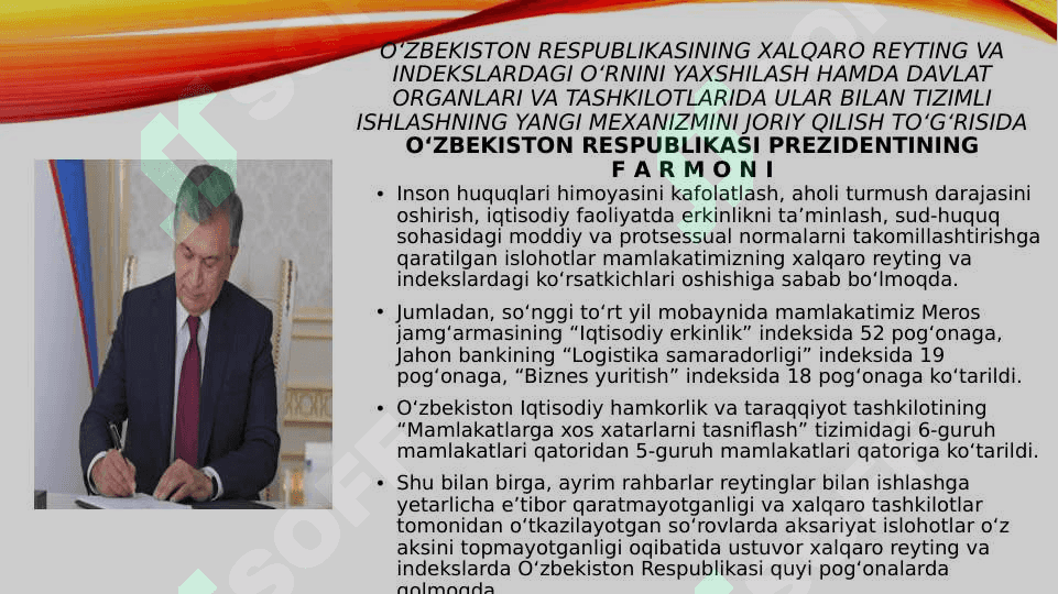 Iqtisodiy va ijtimoiy sohadagi ustuvor halqaro reytinglar va ularga o’zbekistonning integratsiyalashuvi 4