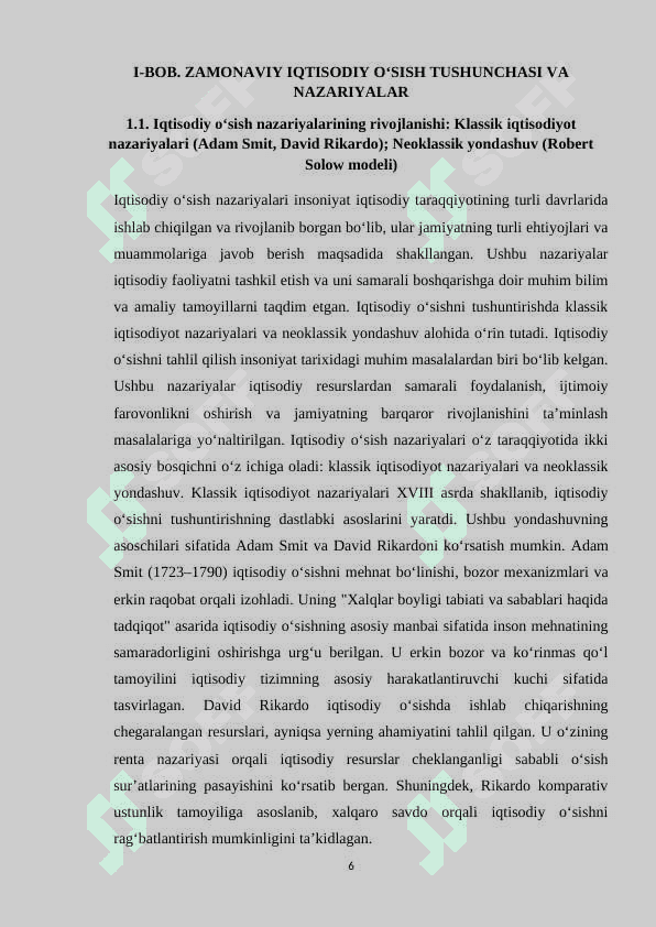 ZAMONAVIY IQTISODIY O’SISH MODELLARI 6