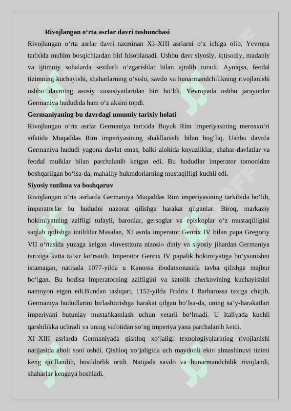Rivojlangan o‘rta asrlarda Germaniya 2