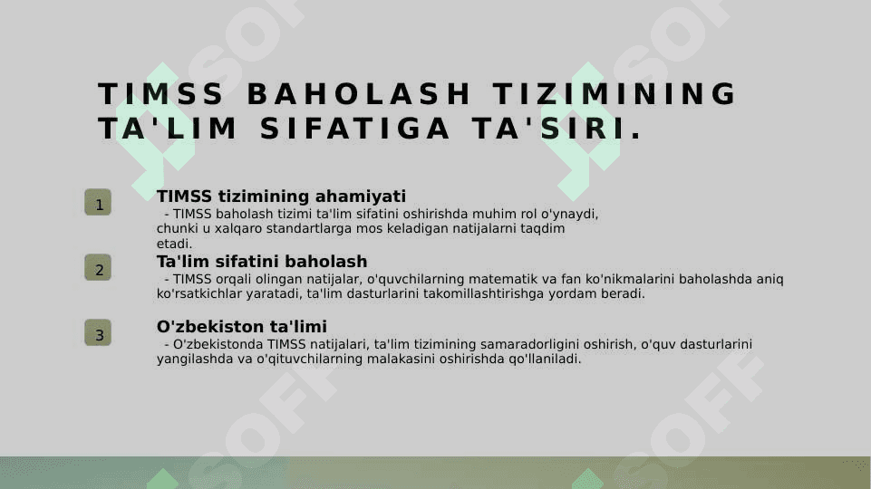 TIMSS xalqaro baholash dasturi mazmuni. TIMSS topshiriqlarini tuzish. TIMSS topshiriqlarini baholash 4