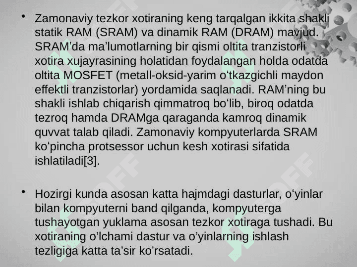 Tezkor xotira va xotira turlari bilan tanishish 8