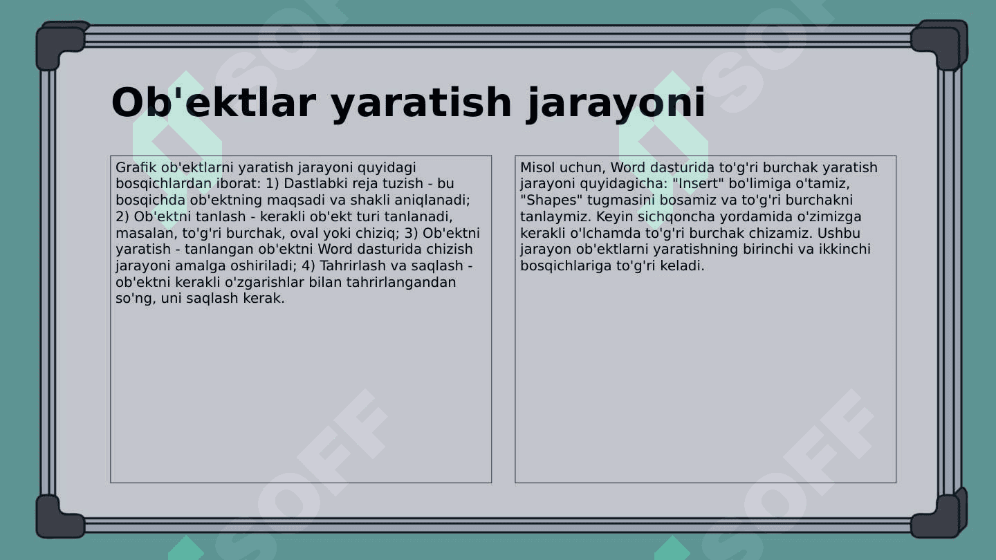 Wordda grafik ob'ektlarni hosil qilish va ularni tahrirlash 4