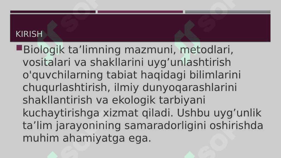 Biologik taʼlim mazmuni metodlari vositalari va shakllarining uygʻunligi 2