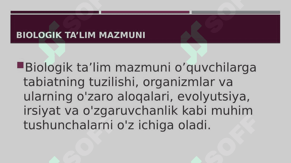 Biologik taʼlim mazmuni metodlari vositalari va shakllarining uygʻunligi 4