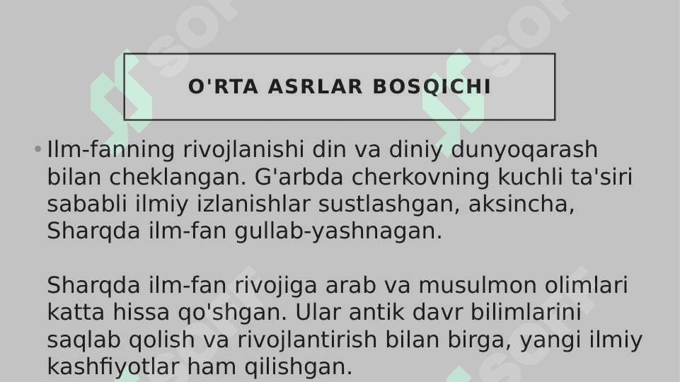 Tabiiy fanlar shakillanishini asosiy bosqichlari 6