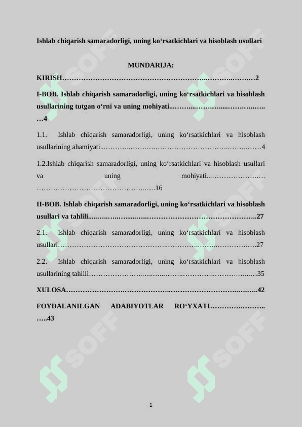 Ishlab chiqarish samaradorligi, uning ko‘rsatkichlari va hisoblash usullari 2