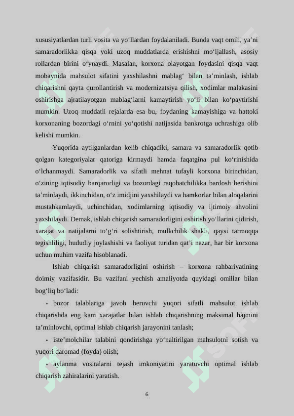 Ishlab chiqarish samaradorligi, uning ko‘rsatkichlari va hisoblash usullari 7