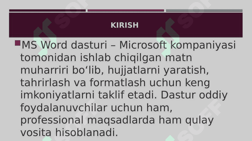 MS word dasturining qoʻshimcha imkoniyatlari 2