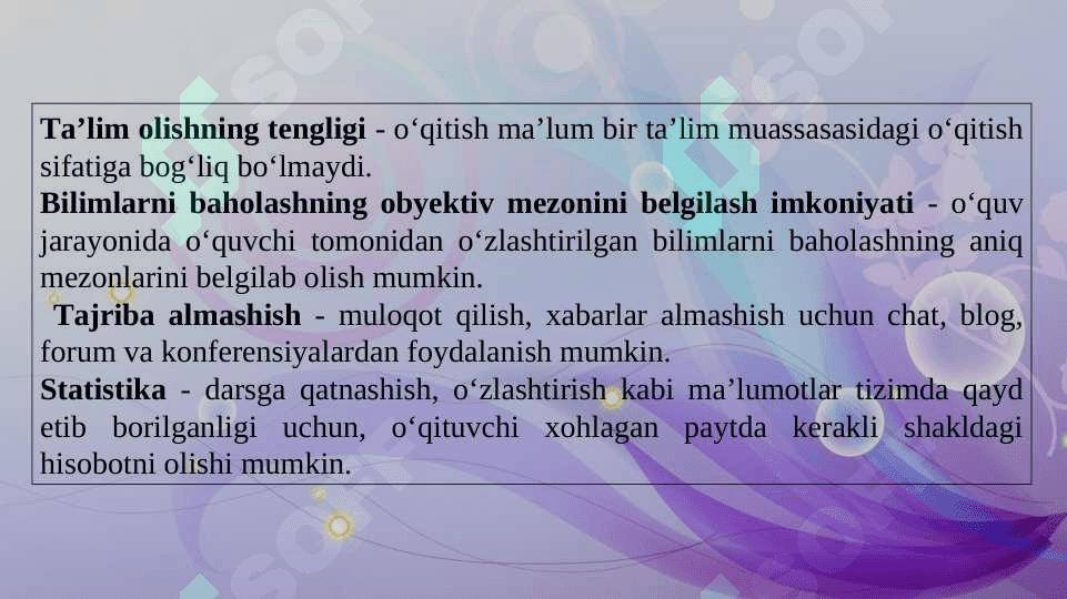 Masofaviy ta’lim texnologiyalari.   LMS. LMS platformalari turlari va vazifalari. Moodle platformasi. Google Clasroom platformasi 7
