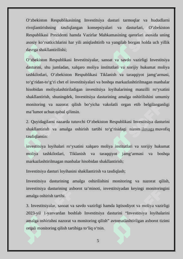 Davlat investitsiya dasturi 5