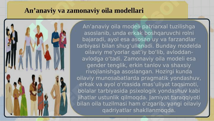 Oiladagi rollar taqsimoti va rolli tuzilishi  SLAYD 8