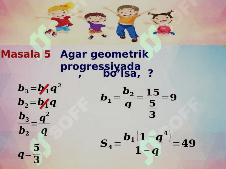 Geometrik progressiya  dastlabki n ta hadi yig‘indisi 7