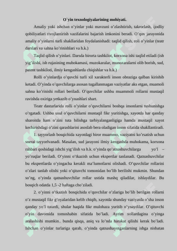 O`YIN TEXNOLOGIYALARI ASOSIDA O’QUVCHILARDA TANQIDIY KREATIV TAFAKKURNI SHAKLLANTIRISH 2